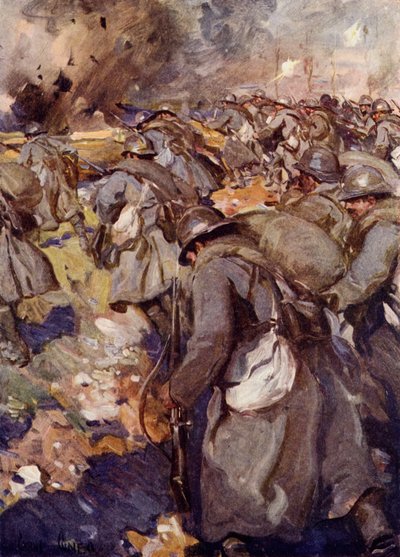 フランス軍は急いで急いで火口を占領しました 作： Cyrus Cuneo
